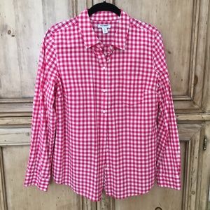 Old Navy hot pink gingham blouse size M